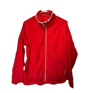 Sunice Windbreaker Jacket Womens M Red Sport Full‎ Zip Geometric Cinch Back Golf